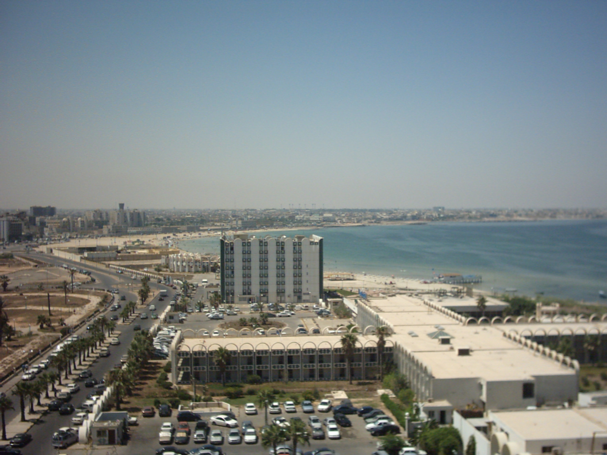Aerial view of Tripoli's beach and the Mediterranean coastline