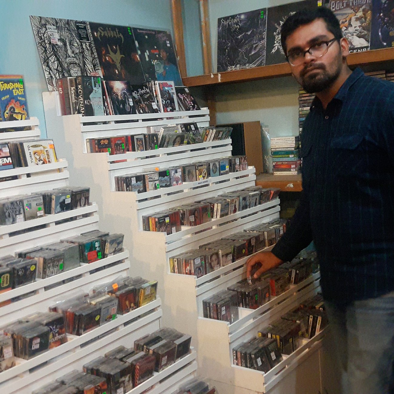 Naveed going through vinyl at a record fair